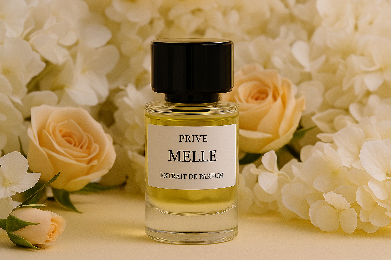 Parfum pour femme – Extrait de parfum floral élégant avec fond de fleurs blanches et roses, Fragrance de Dardanie